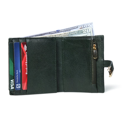 Latch Compact Men's Buffalo Leather Wallet with Gold Bar Clasp
