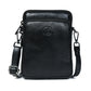 Black Leather Sling Bag - front view, handcrafted buffalo leather | Hema Emporium
