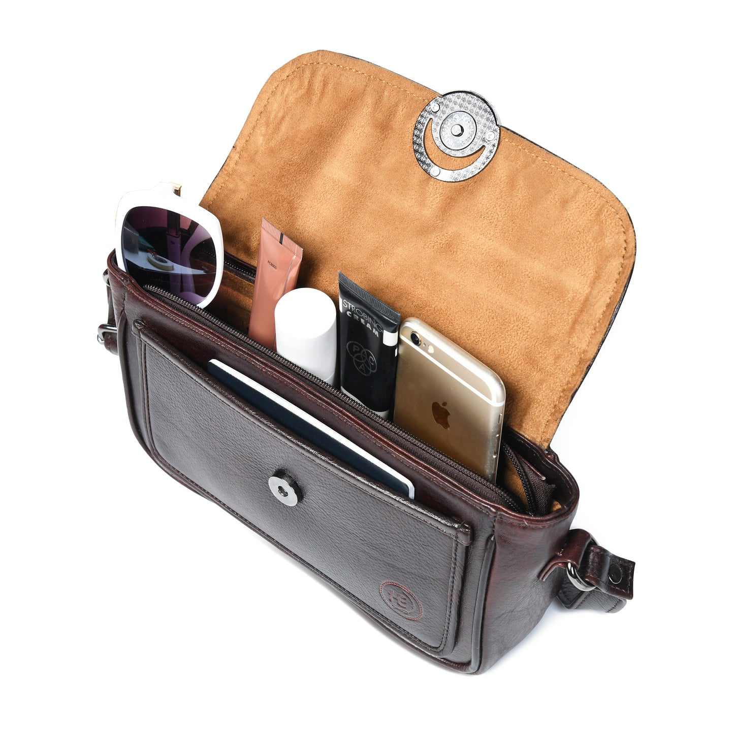 Classic Leather Pouch for Women - Dark Brown