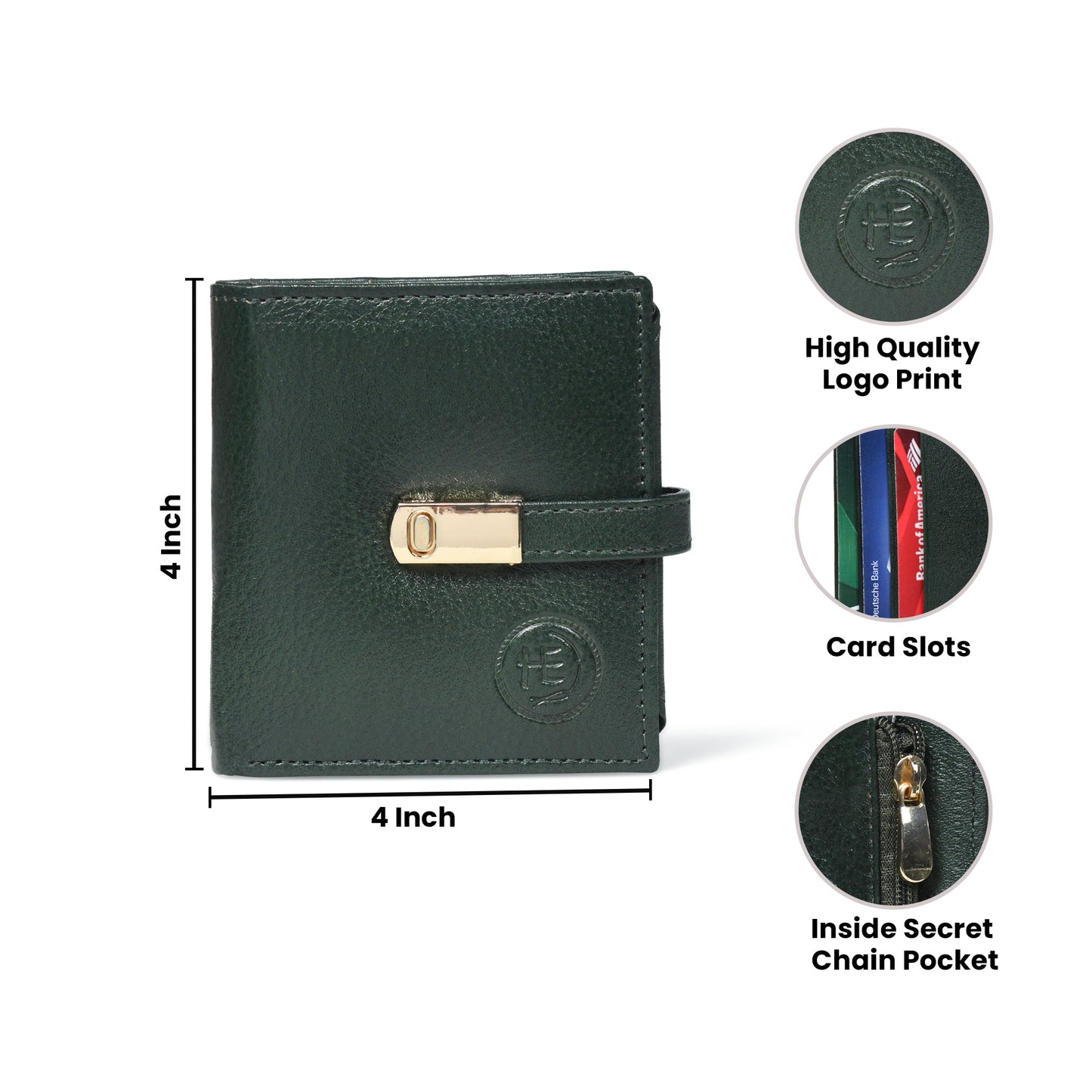 Latch Compact Men's Buffalo Leather Wallet with Gold Bar Clasp