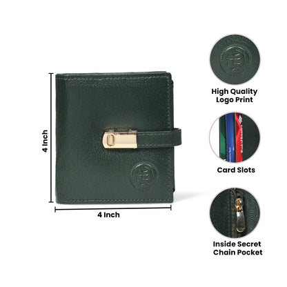 Latch Compact Men's Buffalo Leather Wallet with Gold Bar Clasp