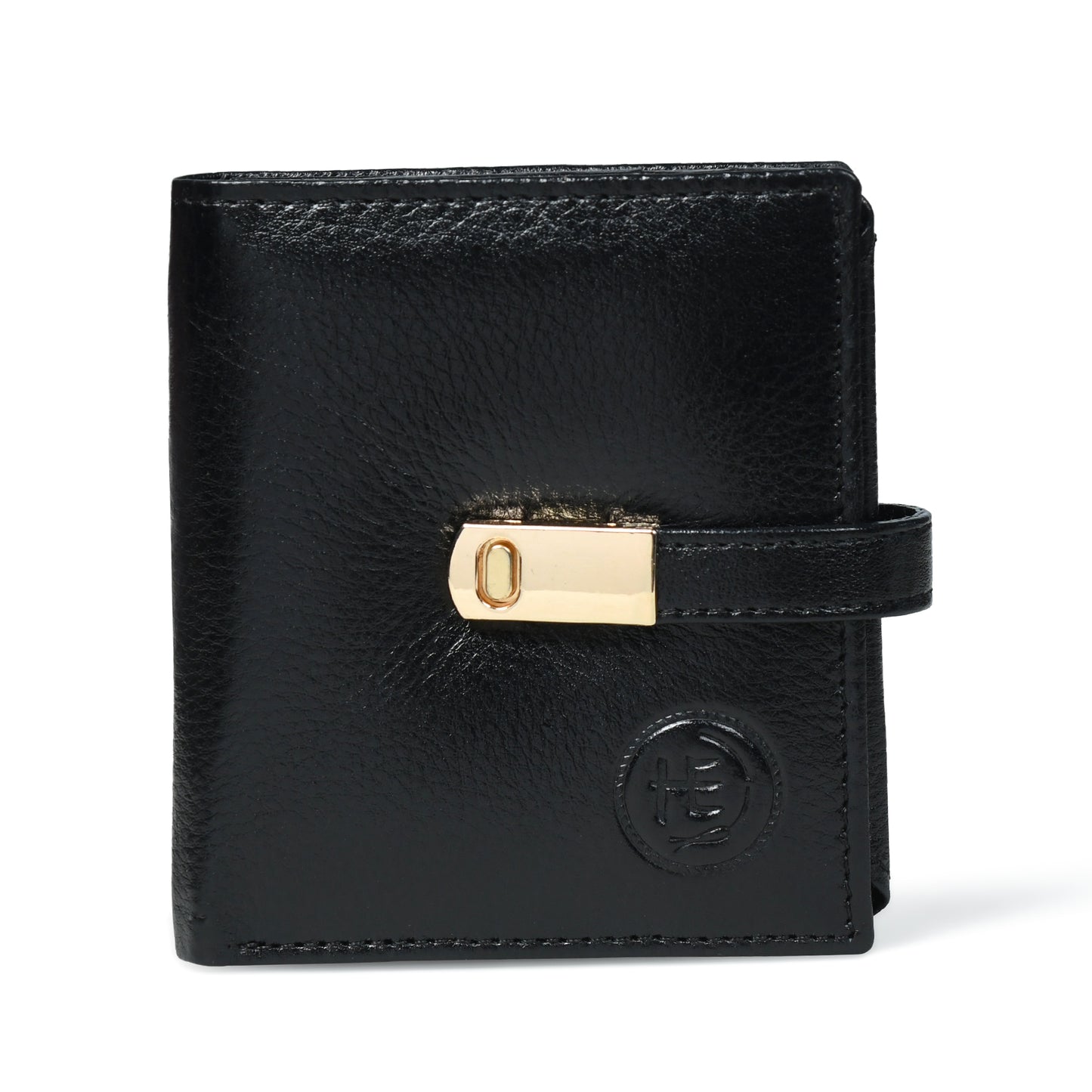 Latch Compact Men's Buffalo Leather Wallet with Gold Bar Clasp