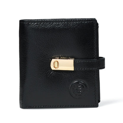 Latch Compact Men's Buffalo Leather Wallet with Gold Bar Clasp