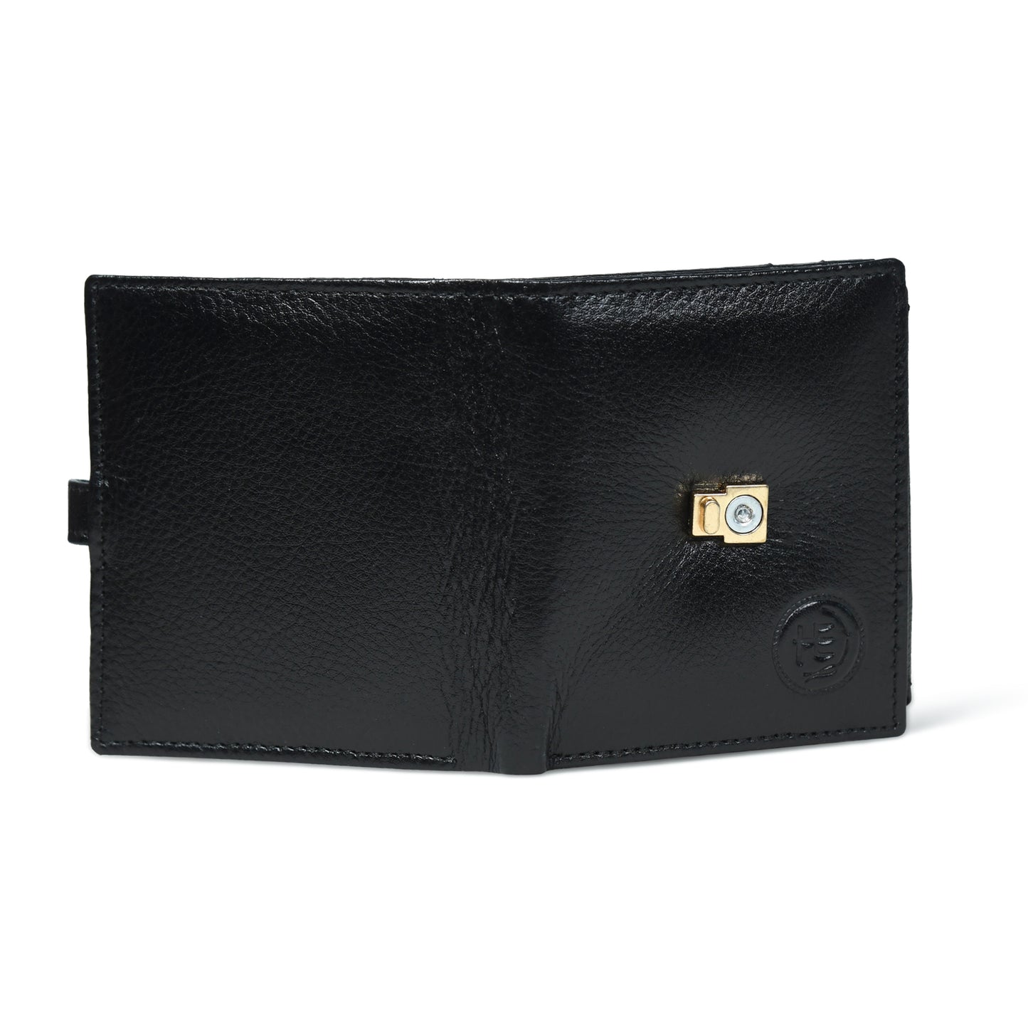 Latch Compact Men's Buffalo Leather Wallet with Gold Bar Clasp