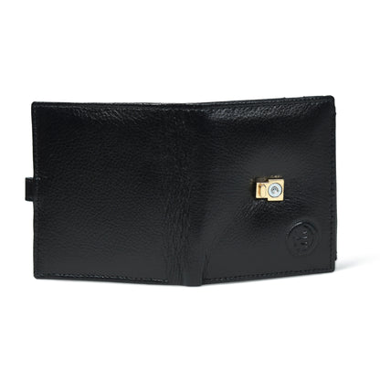 Latch Compact Men's Buffalo Leather Wallet with Gold Bar Clasp