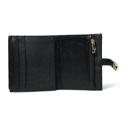 Latch Compact Men's Buffalo Leather Wallet with Gold Bar Clasp