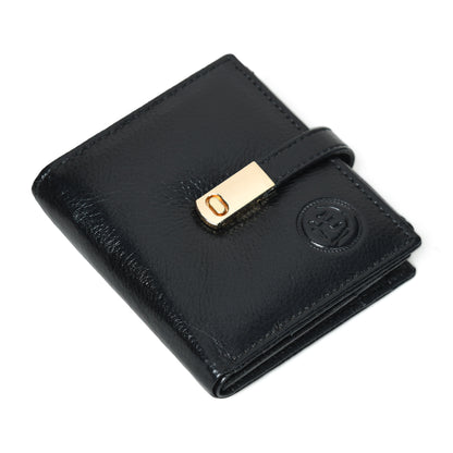 Latch Compact Men's Buffalo Leather Wallet with Gold Bar Clasp