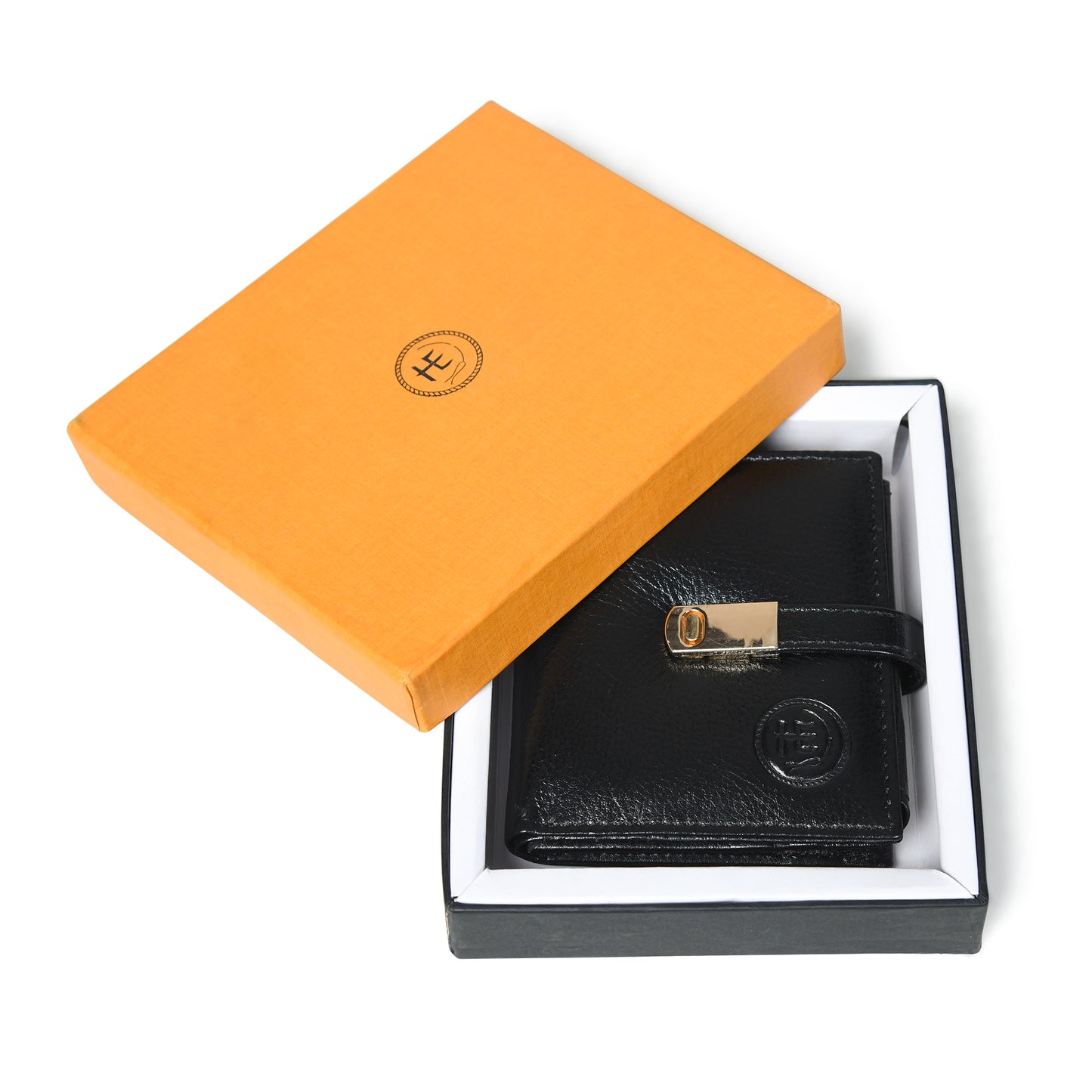 Latch Compact Men's Buffalo Leather Wallet with Gold Bar Clasp