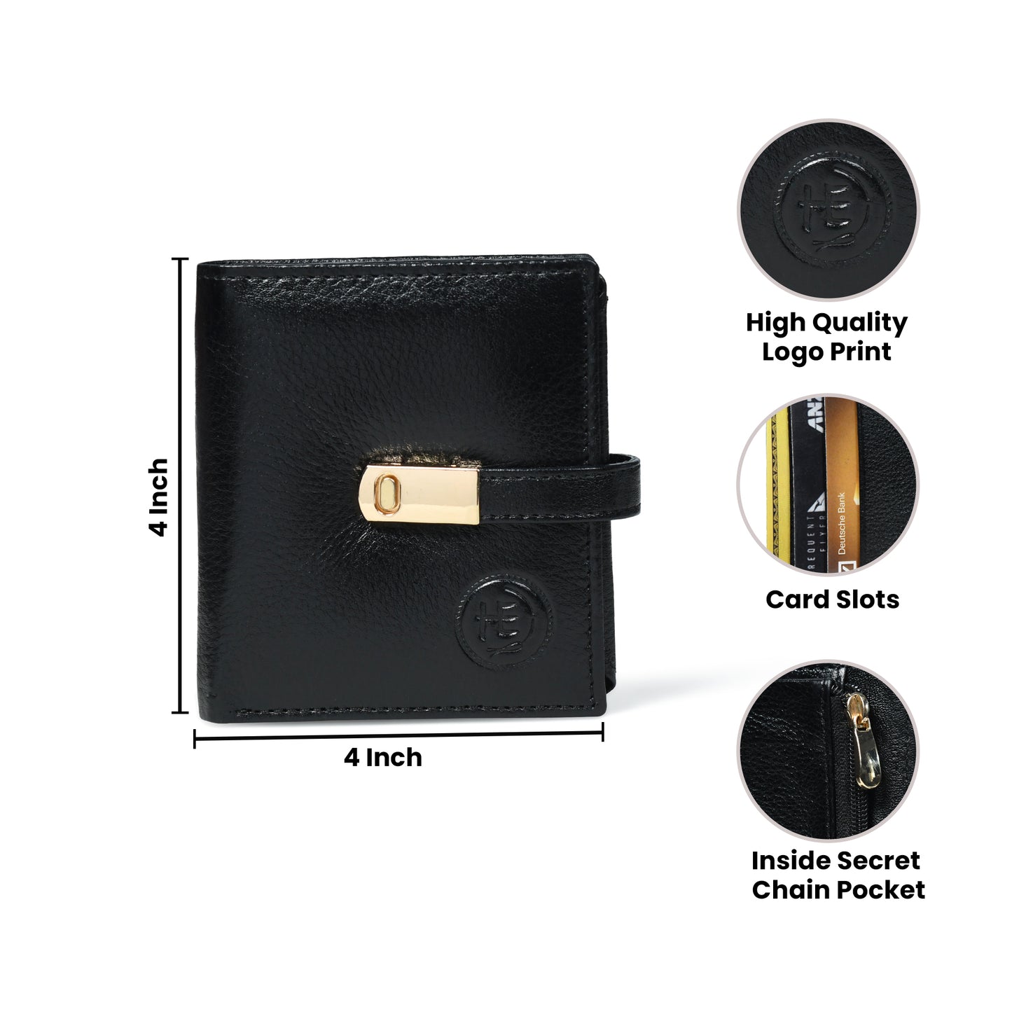 Latch Compact Men's Buffalo Leather Wallet with Gold Bar Clasp