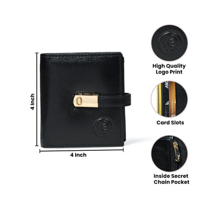Latch Compact Men's Buffalo Leather Wallet with Gold Bar Clasp