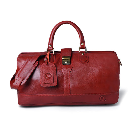 Red leather bag - front view, handcrafted buffalo leather | Hema Emporium