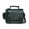 Olive Green Vintage Leather Handbag - front view, handcrafted buffalo leather | Hema Emporium