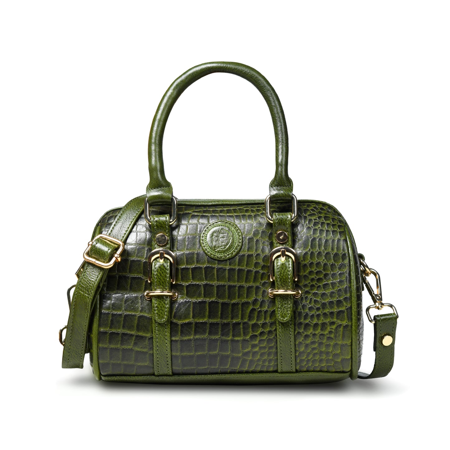 Textured Barrel Satchel - Olive Green