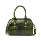 Olive Green Leather Barrel Satchel - front view, handcrafted buffalo leather | Hema Emporium