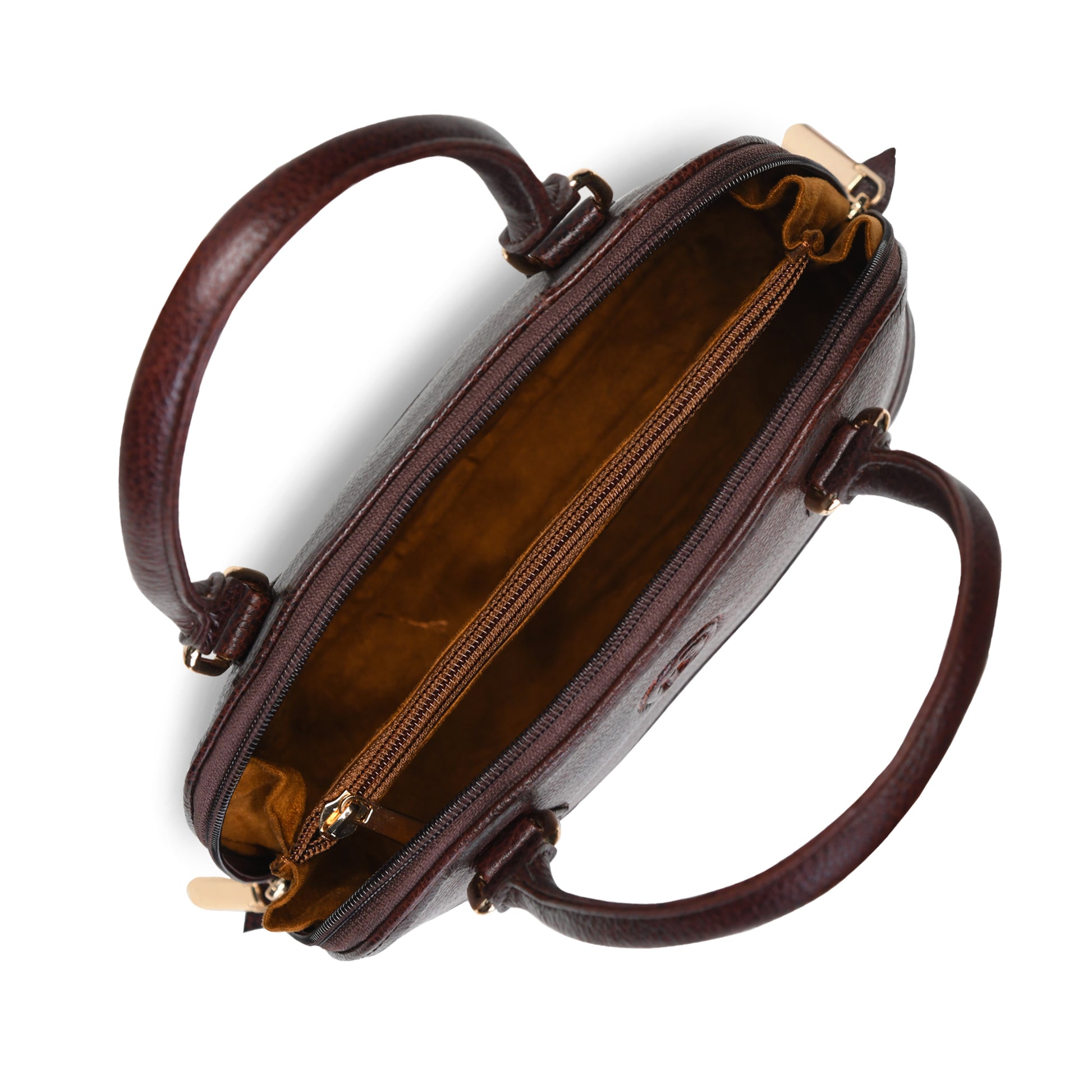 Maroon Red leather bag - top view of open interior, handcrafted buffalo leather | Hema Emporium