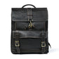 Black Leather Backpack - front view, handcrafted buffalo leather | Hema Emporium