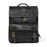 Black Leather Backpack - front view, handcrafted buffalo leather | Hema Emporium