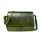 Olive Green Leather Shoulder Bag for Women - front view, handcrafted buffalo leather | Hema Emporium