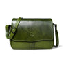 Olive Green Leather Shoulder Bag for Women - front view, handcrafted buffalo leather | Hema Emporium