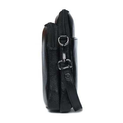 Classic Leather Mobile Sling Bag - Black