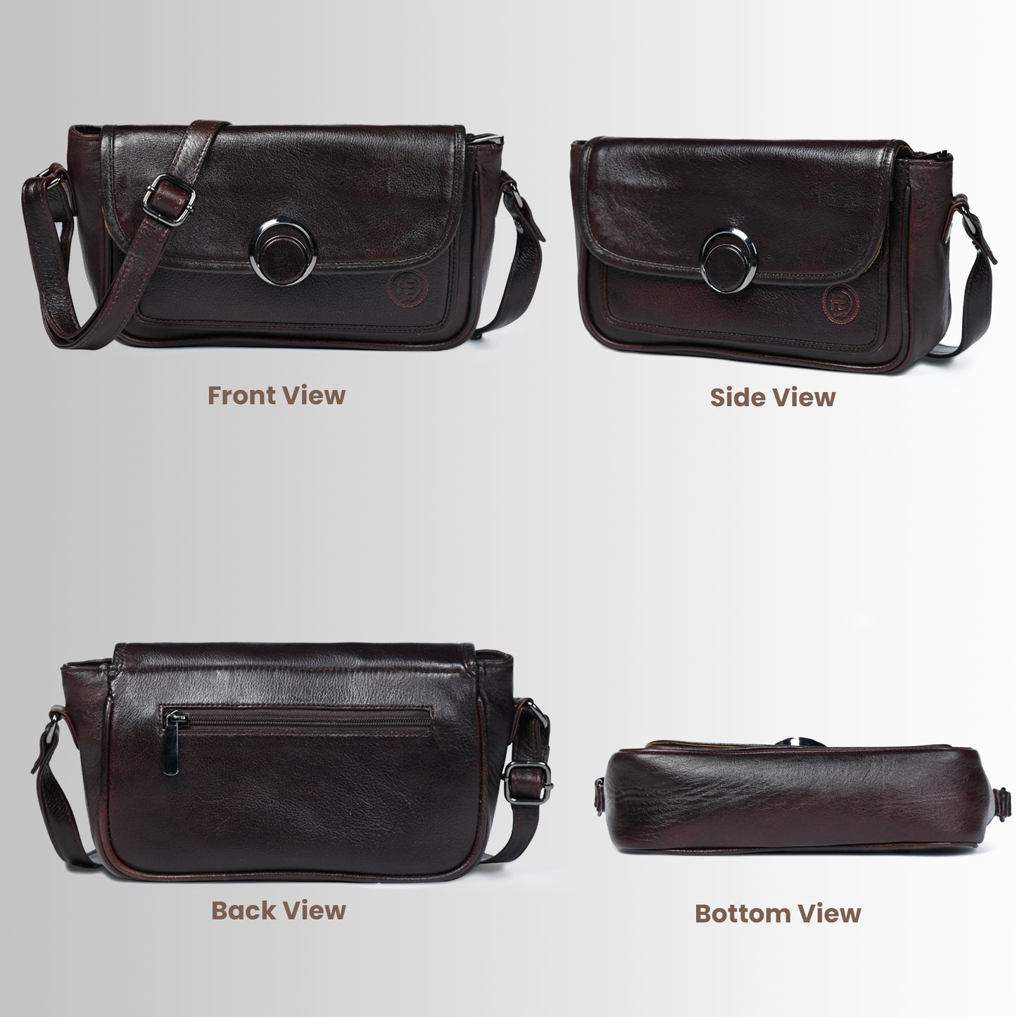 Classic Leather Pouch for Women - Dark Brown