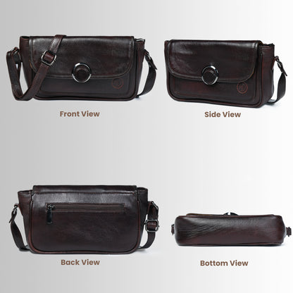 Classic Leather Pouch for Women - Dark Brown