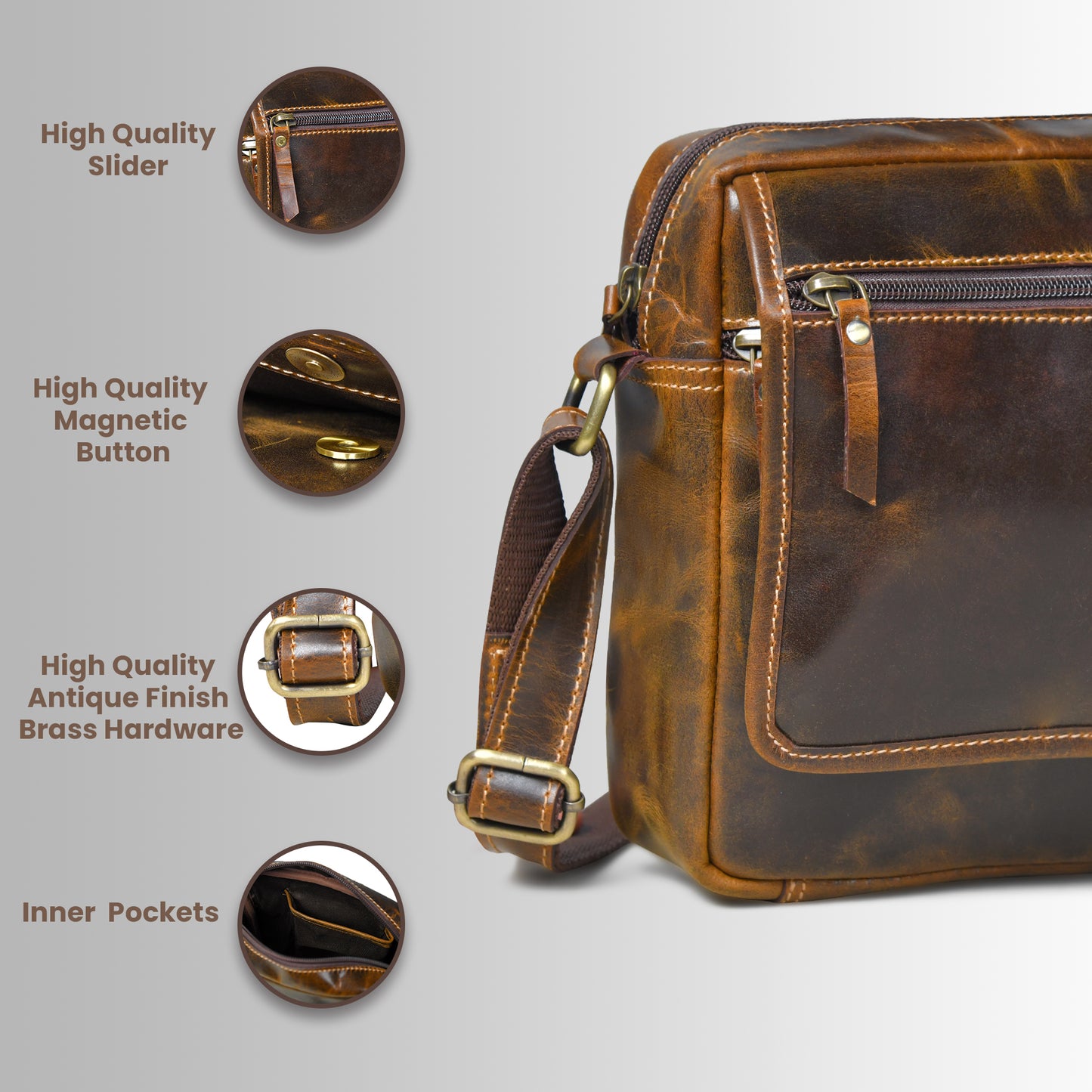 Everyday Leather Sling Pouch - Tan Brown