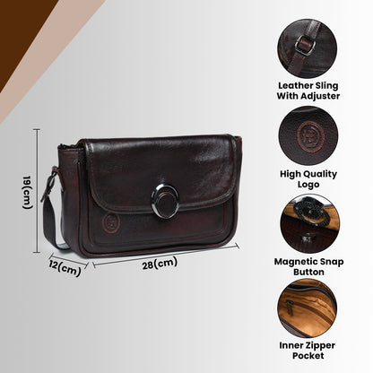 Classic Leather Pouch for Women - Dark Brown