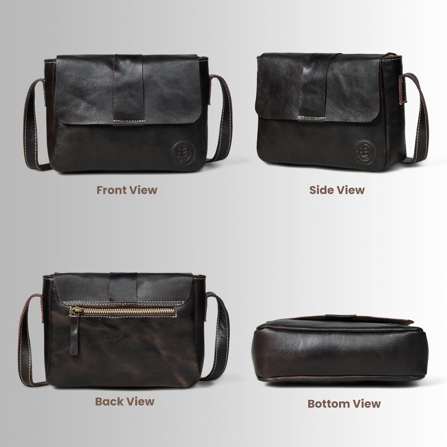 Minimalist Leather Bag for Women - Black