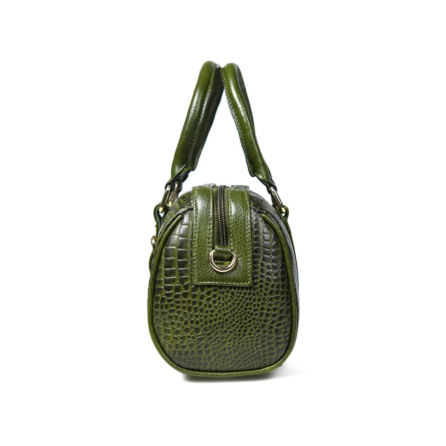 Textured Barrel Satchel - Olive Green