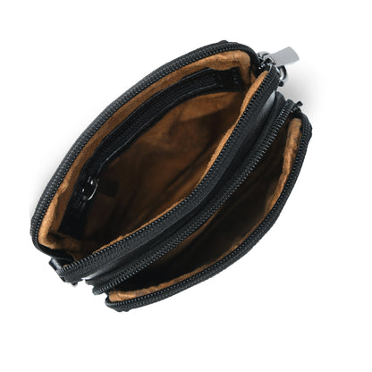 Classic Leather Mobile Sling Bag - Black