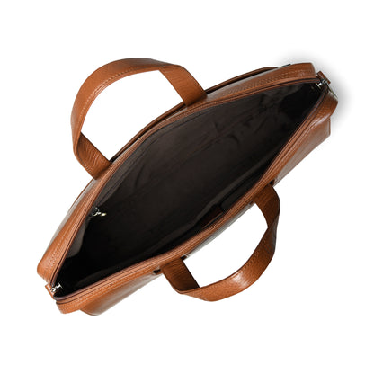 Flap Pocket Leather Office Bag - Brown