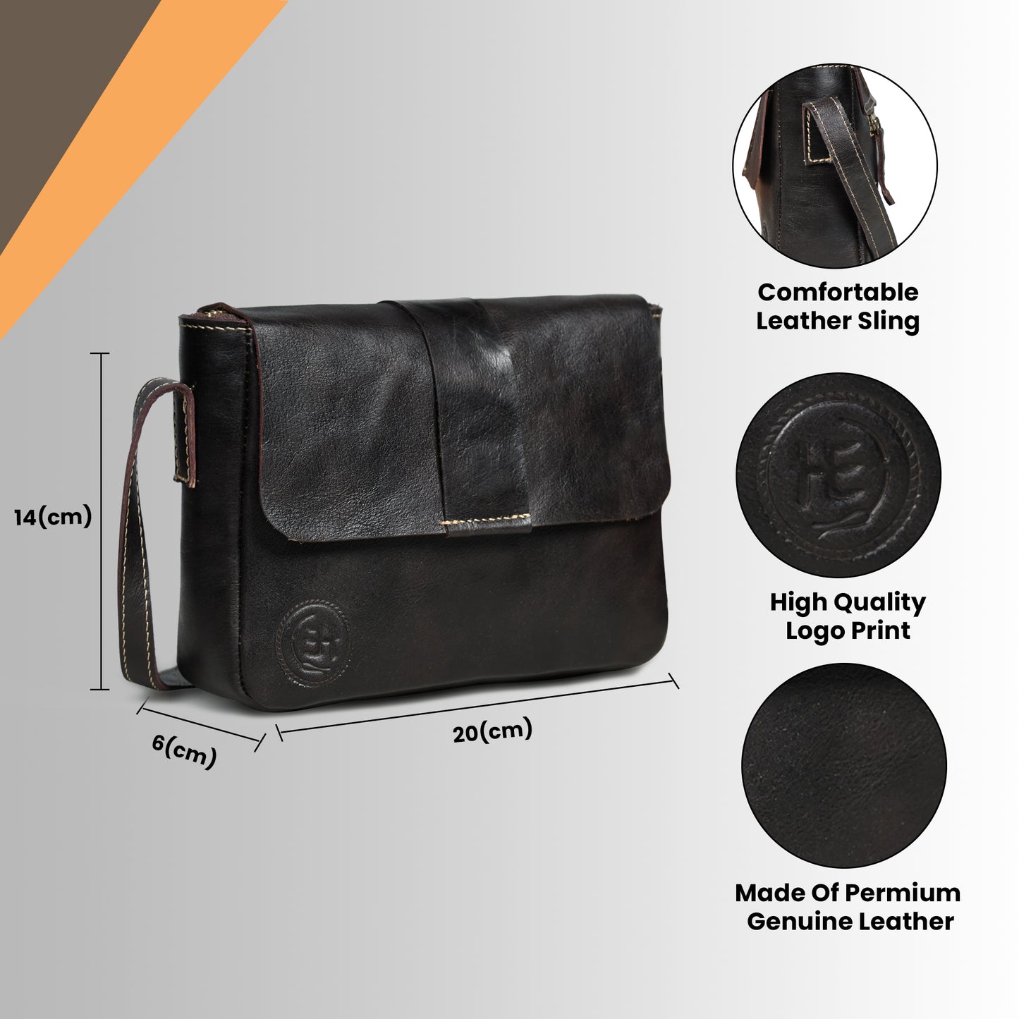 Minimalist Leather Bag for Women - Black
