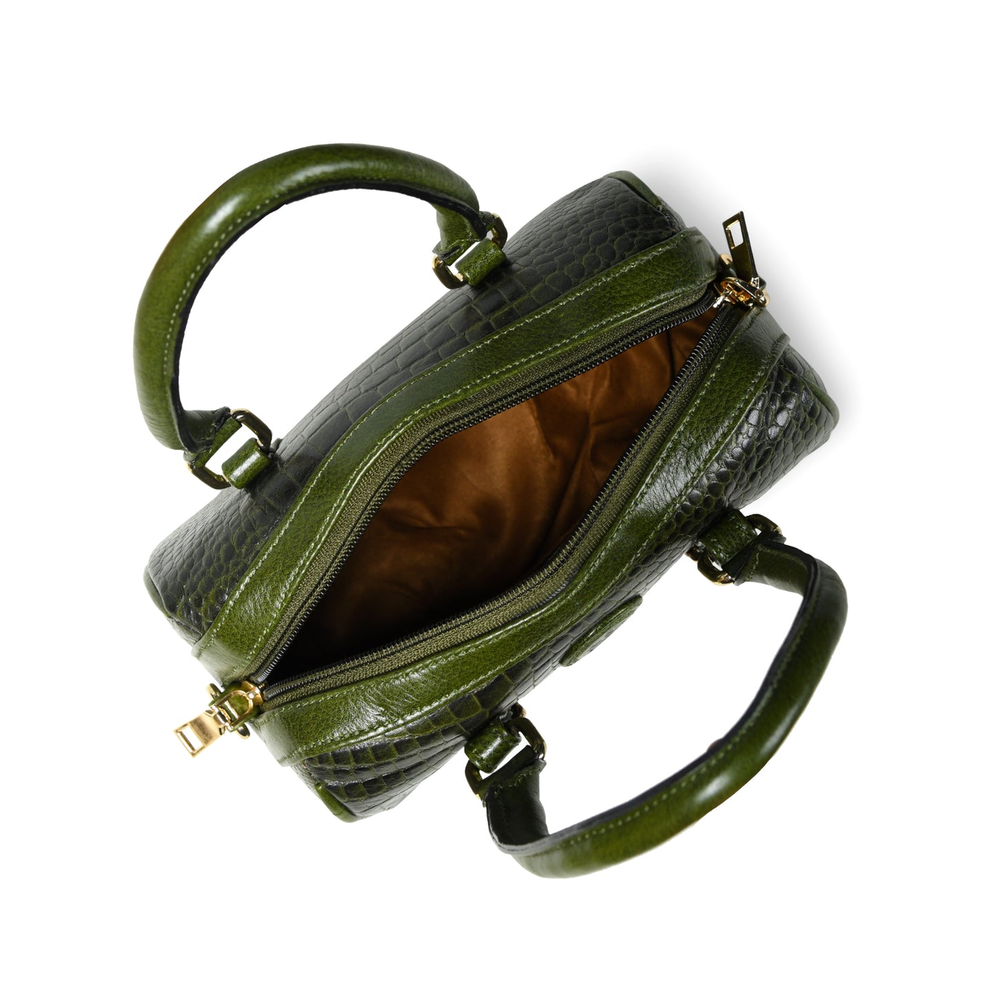 Textured Barrel Satchel - Olive Green