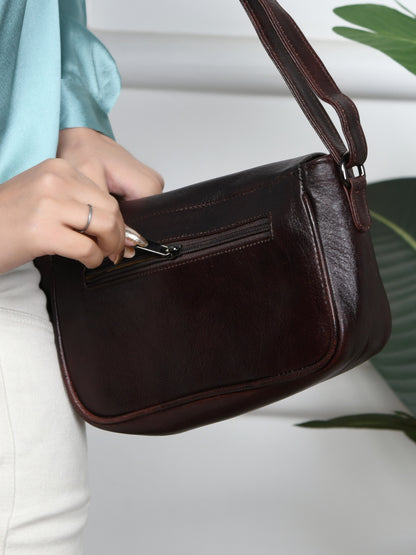 Classic Leather Pouch for Women - Dark Brown