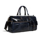Navy Leather Duffle Bag - front angle view, handcrafted buffalo leather | Hema Emporium