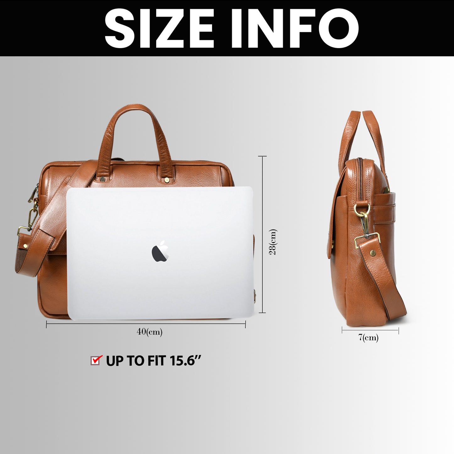 Flap Pocket Leather Office Bag - Brown