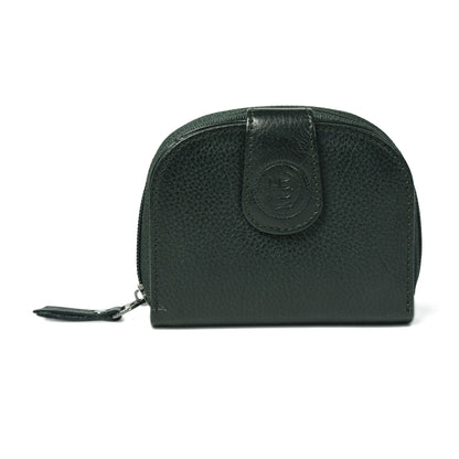 Leather Zip Card Wallet - Olive Green