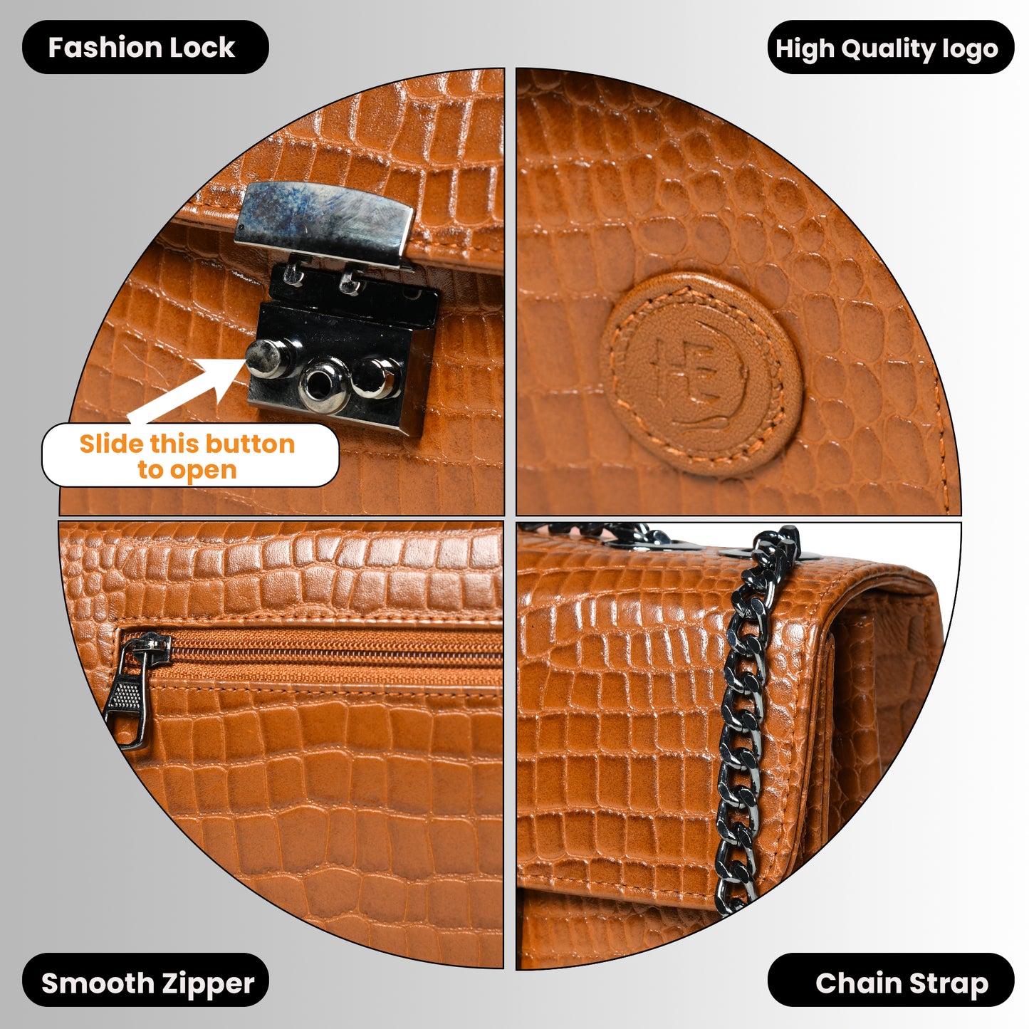 Croc Charm Crossbody Bag - Brown