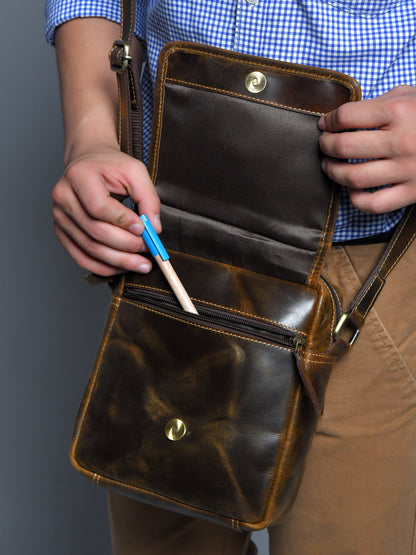 Everyday Leather Sling Pouch - Tan Brown