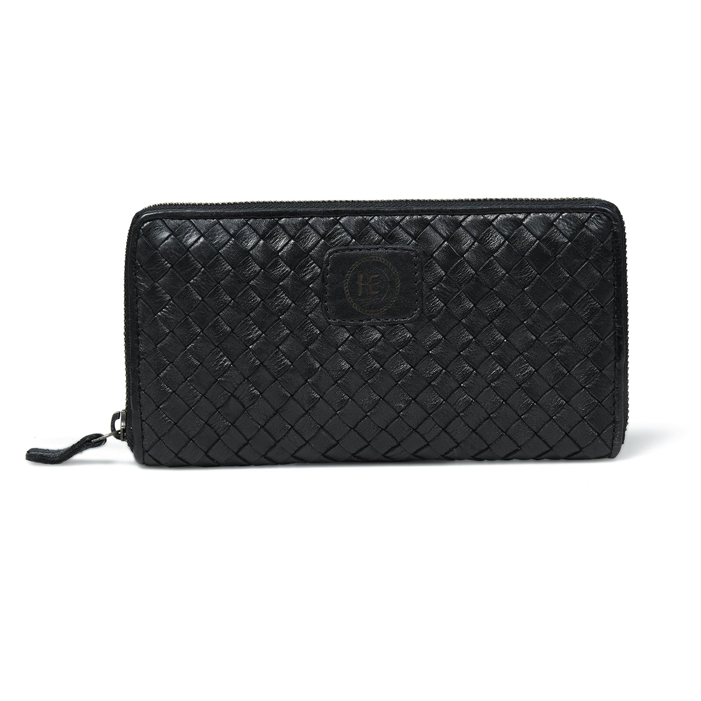 Lattice Hand-Woven Leather Zip-Around Wallet