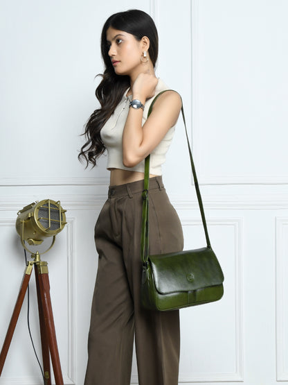 Soft Flap Women Bag - Olive Green