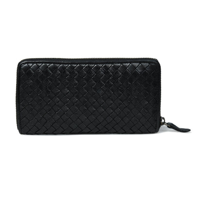 Lattice Hand-Woven Leather Zip-Around Wallet