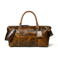 Brown Leather Duffle Bag - front view, handcrafted buffalo leather | Hema Emporium