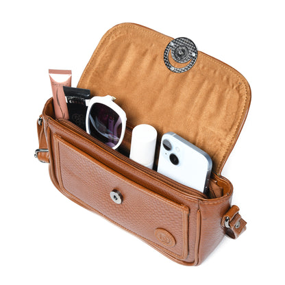 Leather Pouch | zig zag pattern Sling bag - Brown