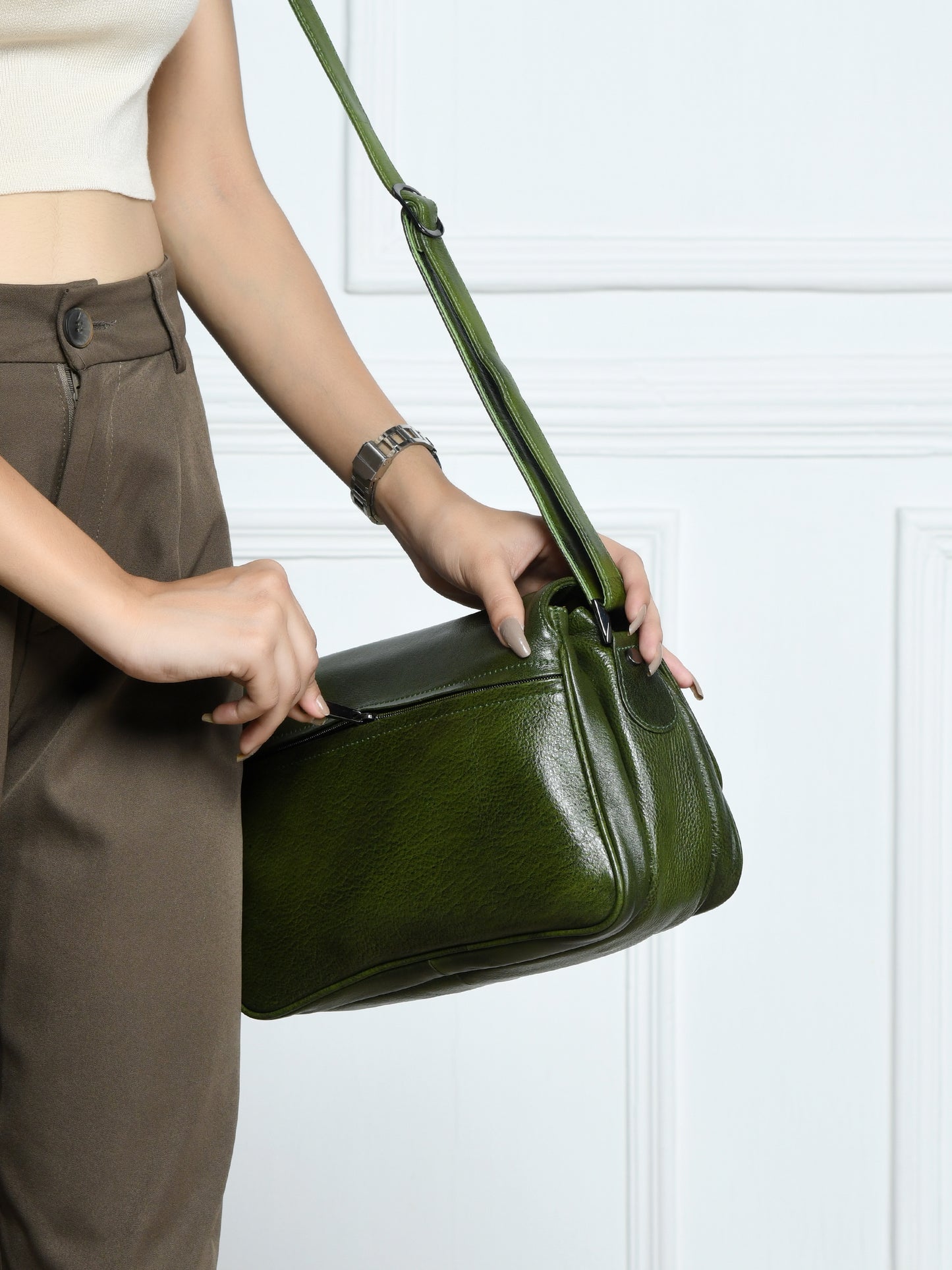 Soft Flap Women Bag - Olive Green