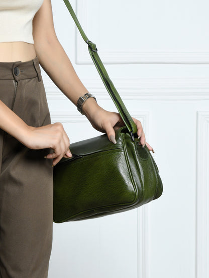 Soft Flap Women Bag - Olive Green