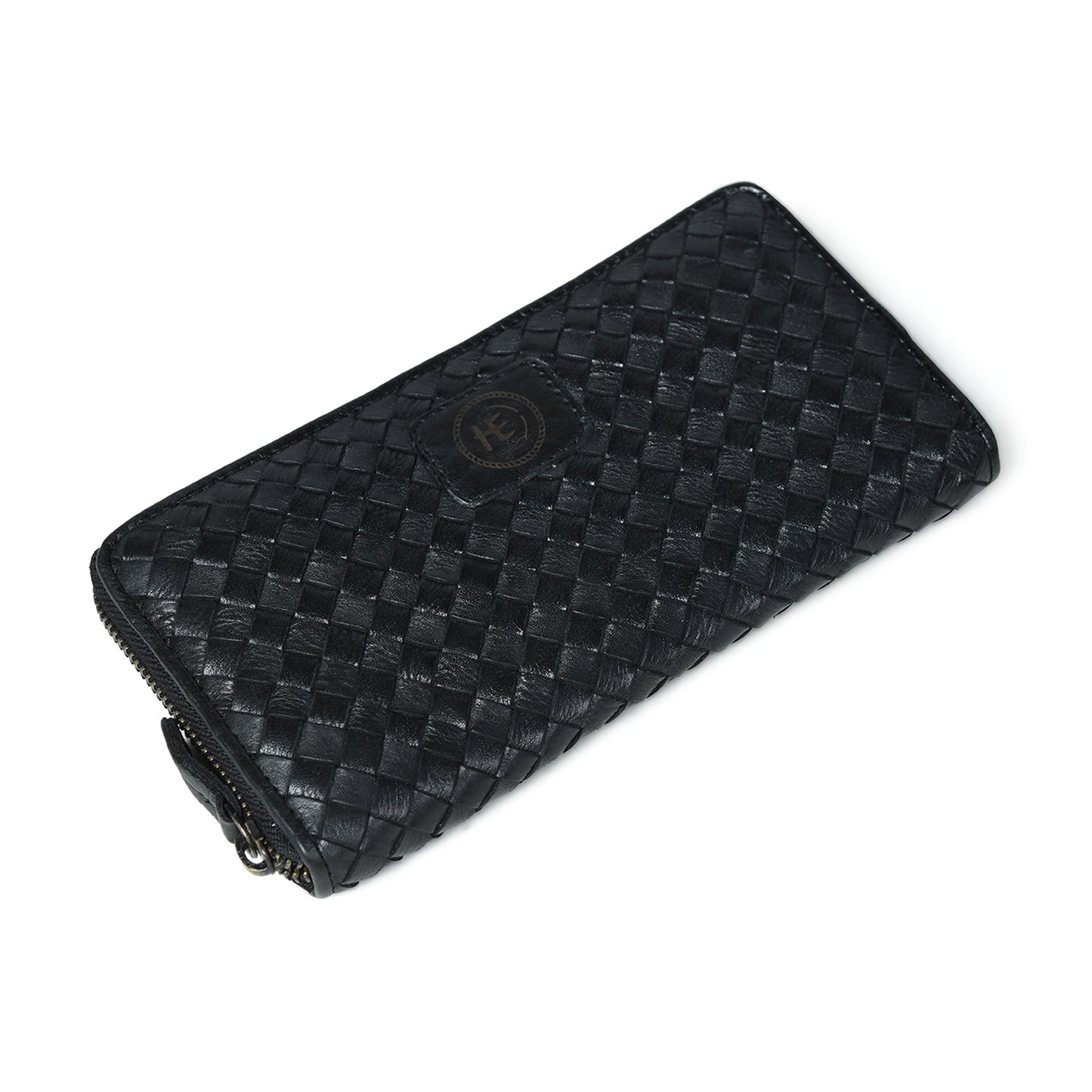 Lattice Hand-Woven Leather Zip-Around Wallet