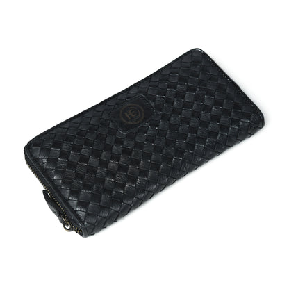 Lattice Hand-Woven Leather Zip-Around Wallet