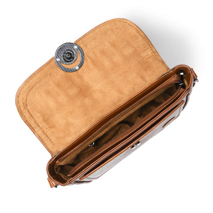 Leather Pouch | zig zag pattern Sling bag - Brown
